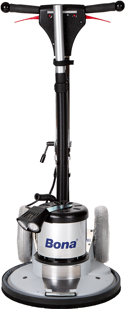 Bona FlexiSand DCS Buffer with 16-inch pad driver, hydraulic handle, and integrated dust collection skirt for hardwood floor screen-and-recoat work